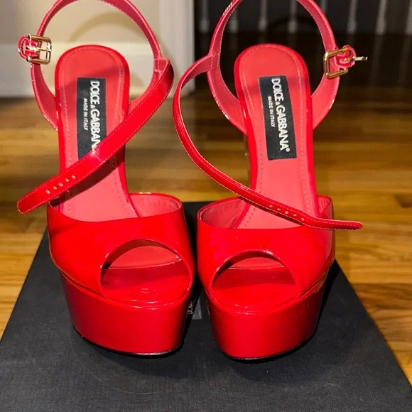 Dolce & Gabbana Vibrant Red Platform Heels - Picture 1 of 5